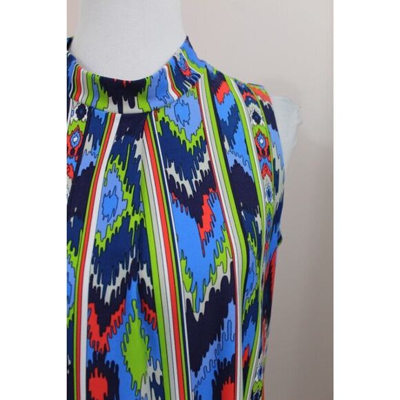 JUDE CONNALLY Sz M Medium Blue Red Green Splatter Print Sleeveless Nylon Dress - Picture 5 of 7